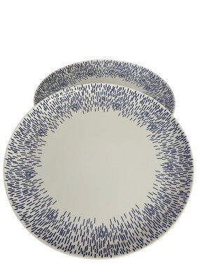4 Mikasa Marina Dinner Plates Set blue white Bone China 10.5" dishwasher microwa